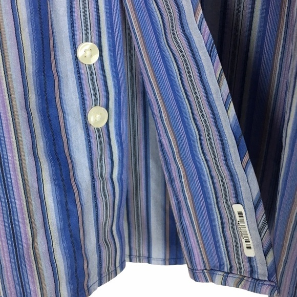 TED BAKER LONDON Button Up Dress Shirt Blue Stripe Classic Neck 17.5 Size 36/37 - Picture 7 of 11